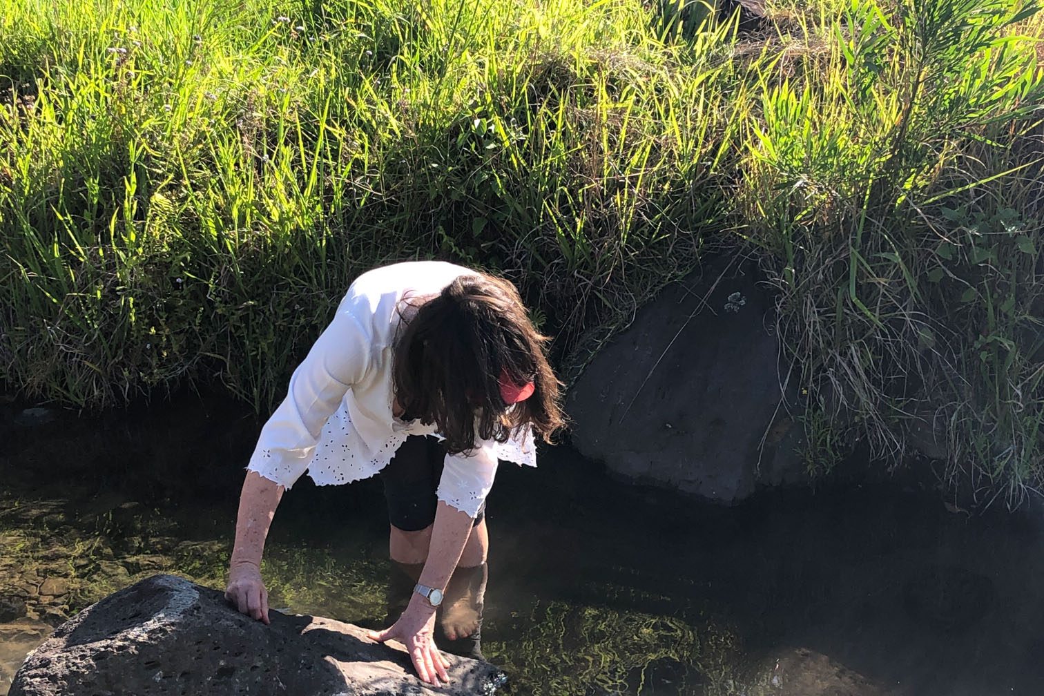 Mt Burrell Private Wellness Retreat 10 Woman in a pond | Wellness Retreat Image - Haven Yoga & Meditation