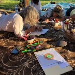 Group of people on grass drawing in paper | Wellness Retreat Image - Haven Yoga & Meditation