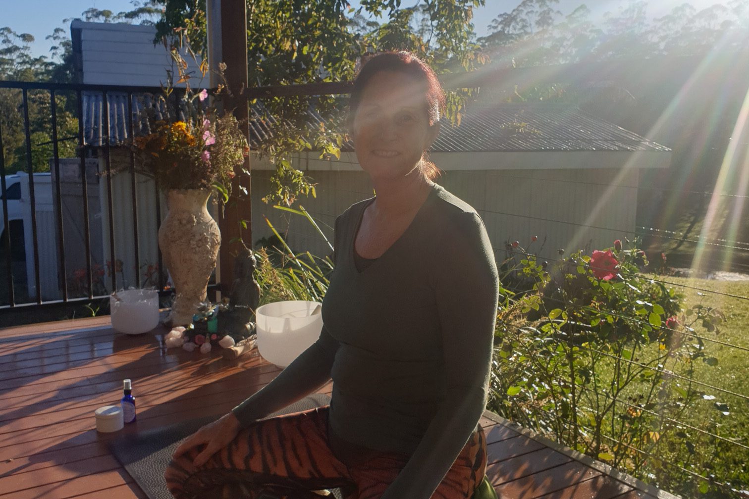 Mt Burrell Private Wellness Retreat 20 Woman sitting on a sunny day | Wellness Retreat Image Haven Yoga & Meditation