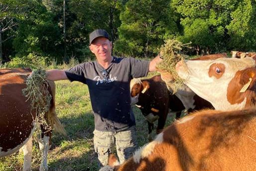 Mt Burrell Private Wellness Retreat 37 A Man Feeding a Cow - Haven Yoga and Meditation MT Burrell Private Wellness Retreat