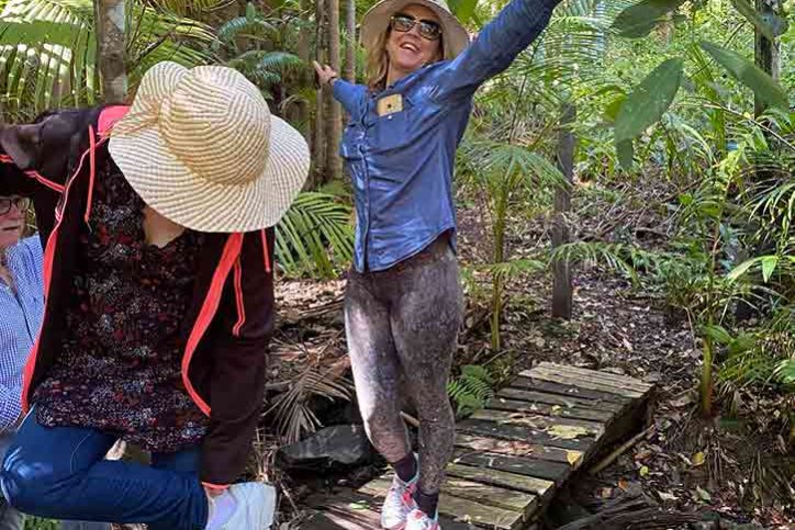 Mt Burrell Private Wellness Retreat 45 People Crossing a Small Wooden Bridge - Haven Yoga and Meditation MT Burrell Private Wellness Retreat