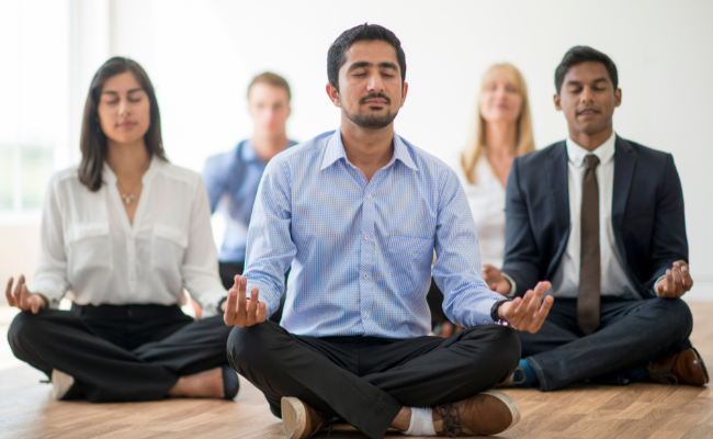 Haven Email Banners (650 × 400 px) office people doing yoga in workplace corporate yoga - Haven Yoga and Meditation