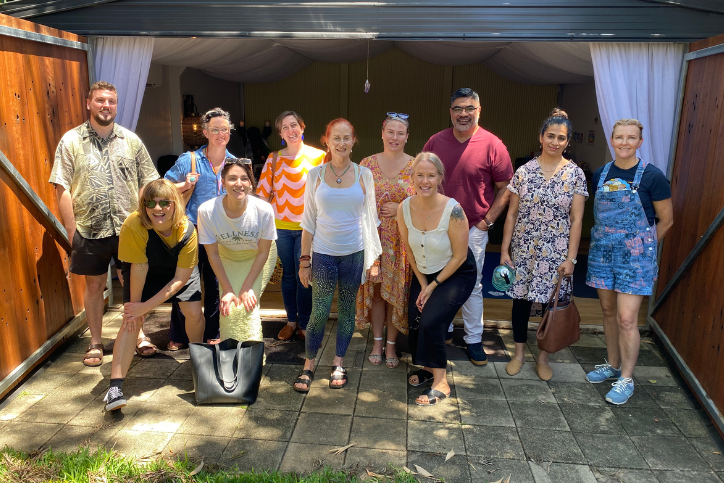 Jane Toohey and her students in front of her yoga studio - Haven Yoga and Meditation blog image